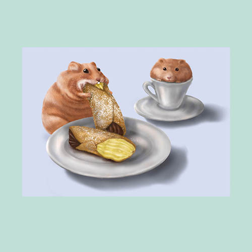 Hungry Hamsters eating Canoli