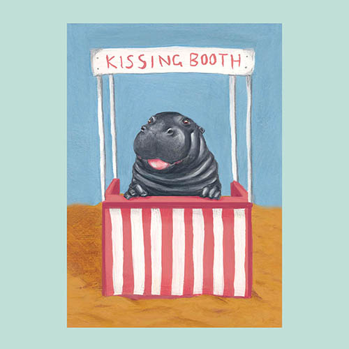 Hippo at a kissing booth